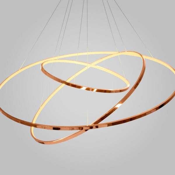Pendente Bella Birdie Rose Gold 39 watts 3000K 
Anéis Ø800/600/400mm KW002E