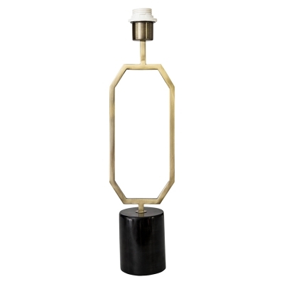 Base para Abajur Bella Anita Dourado e Mármore Preto 1L E27 550mm GL009 (Sem Cúpula)