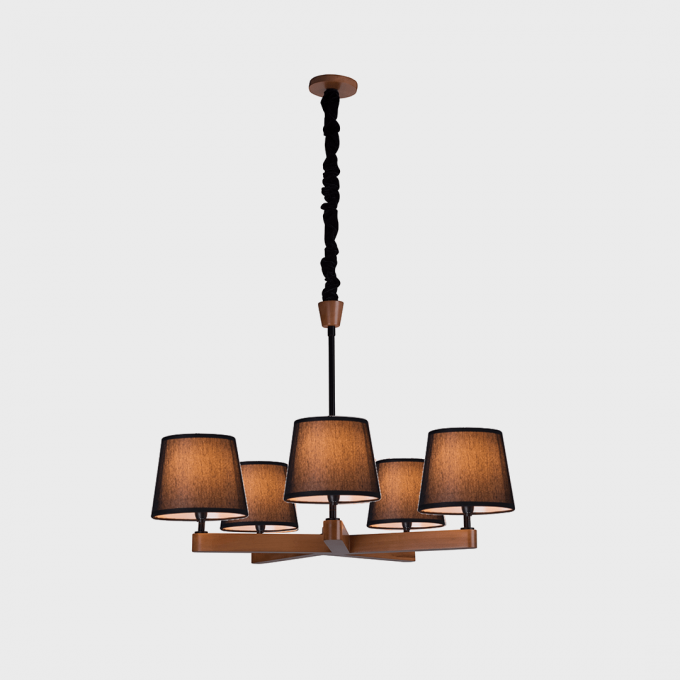 Lustre Madelustre Yasmin Madeira e Cúpula Cotton Black 4L E14 Ø700mm 3058
