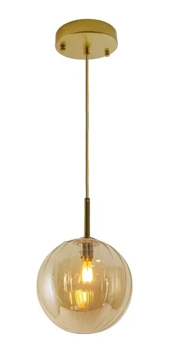 Pendente Starlux Malu 1L G9 Ouro Fosco e Globo Âmbar Ø150mm ZR061-S-AB