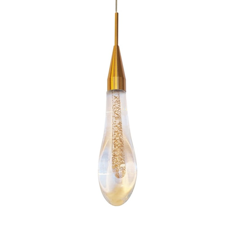 Pendente Starlux Mini Aimee Ouro e Transparente 2 watts 2700K Ø50x270mm ZR037-S