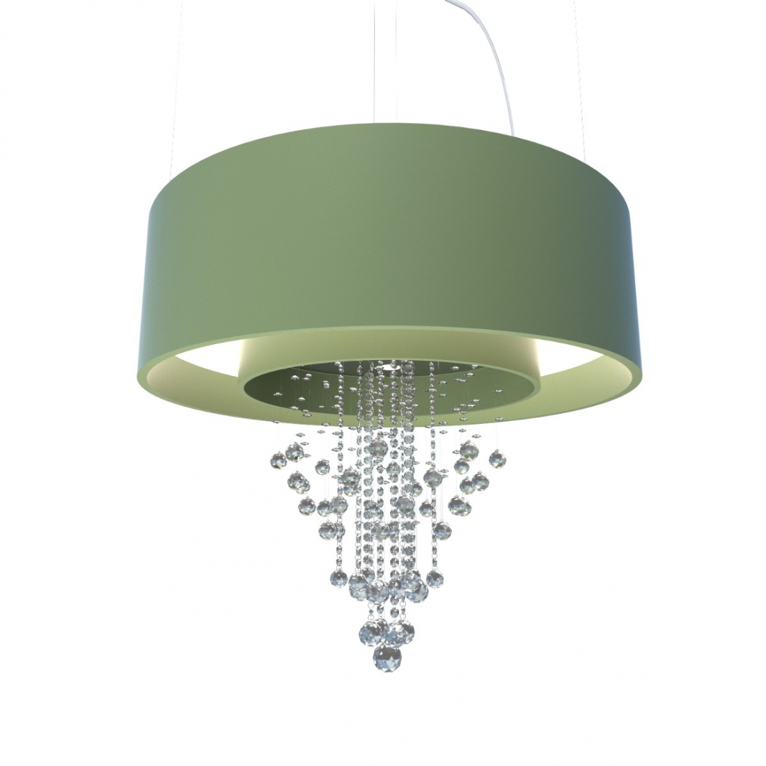 Pendente Accord Cilíndrico Duplo com Cristais 170 watts 2700K + 10L GU10 Ø1500x950mm 1155C