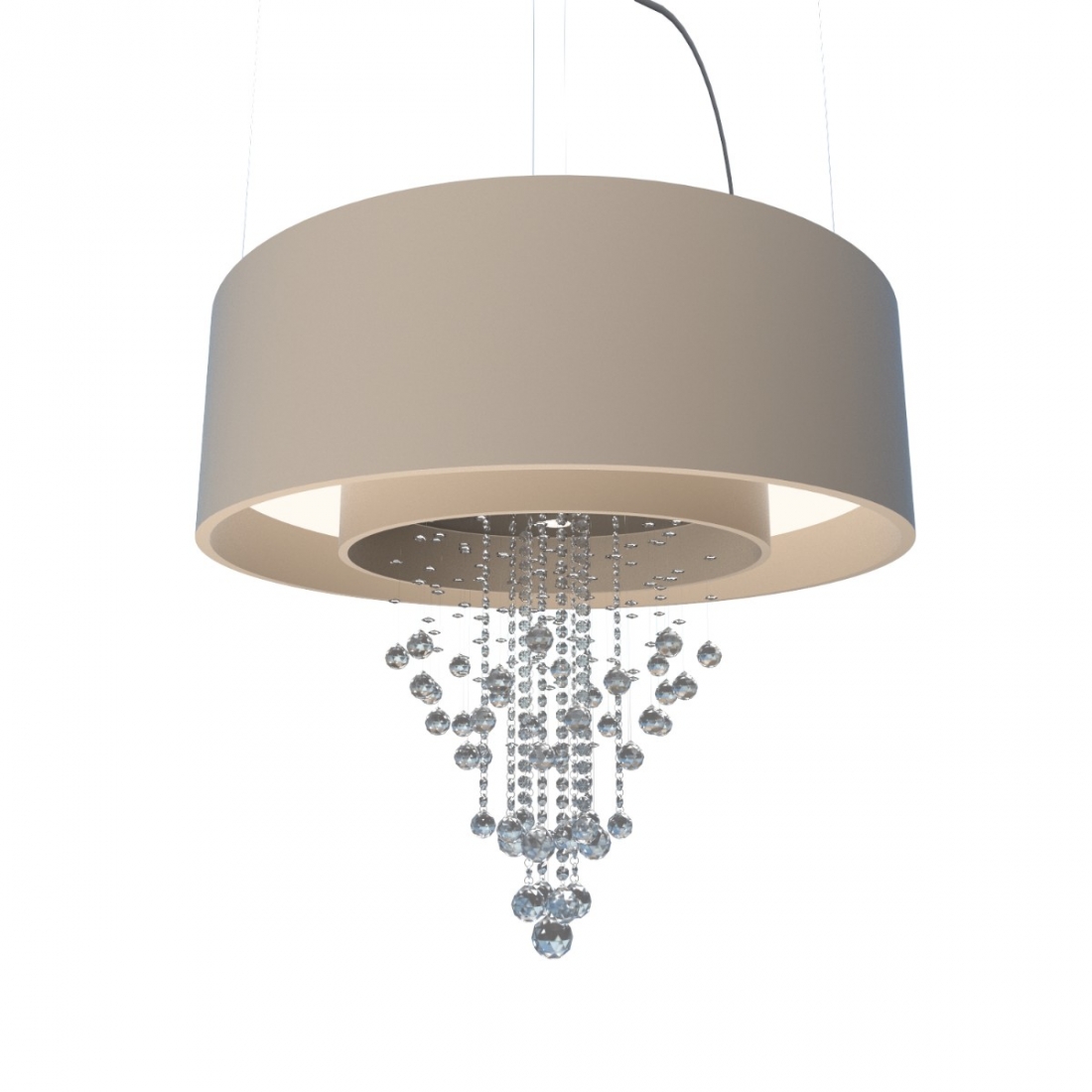 Pendente Accord Cilíndrico Duplo com Cristais 12L E27 + 8L GU10 (Inclusas) Ø1200x350mm 298C