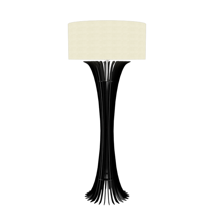 Coluna Accord Stecche Di Legno Curva Cúpula Tecido 1L E27 Ø700x1660mm 363