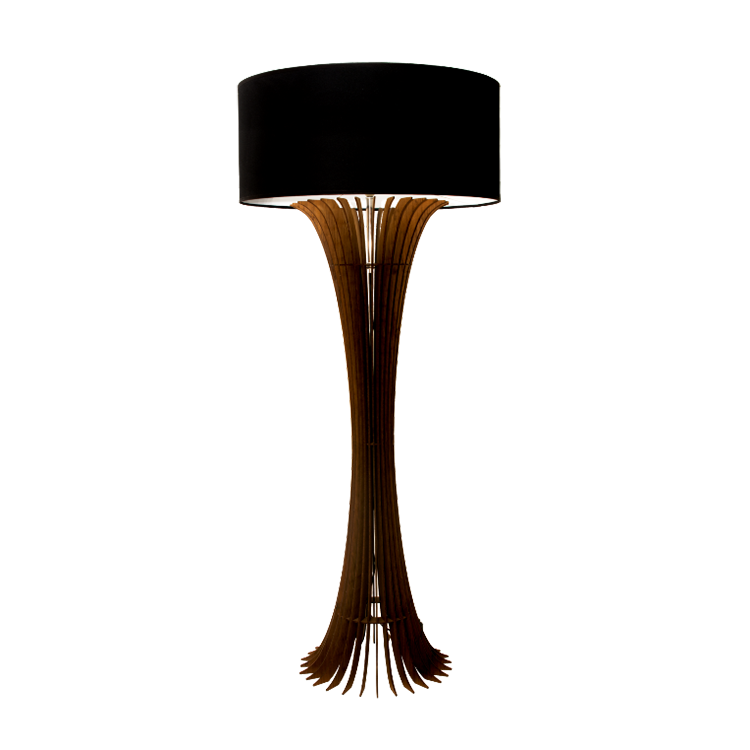 Coluna Accord Stecche Di Legno Curva Cúpula Tecido 1L E27 Ø700x1660mm 363