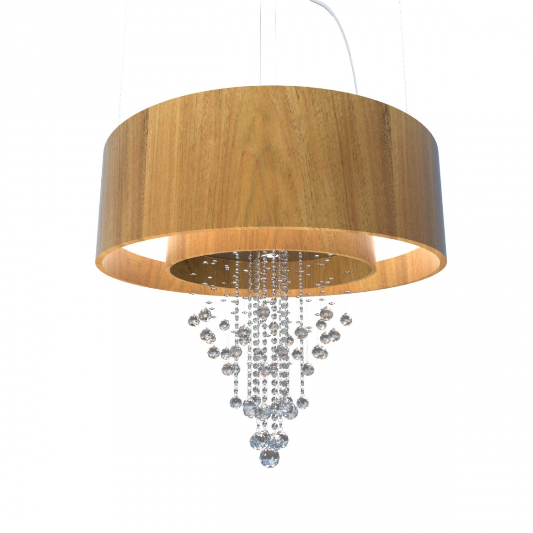 Pendente Accord Cilíndrico Duplo com Cristais 170 watts 2700K + 10L GU10 Ø1500x950mm 1155C