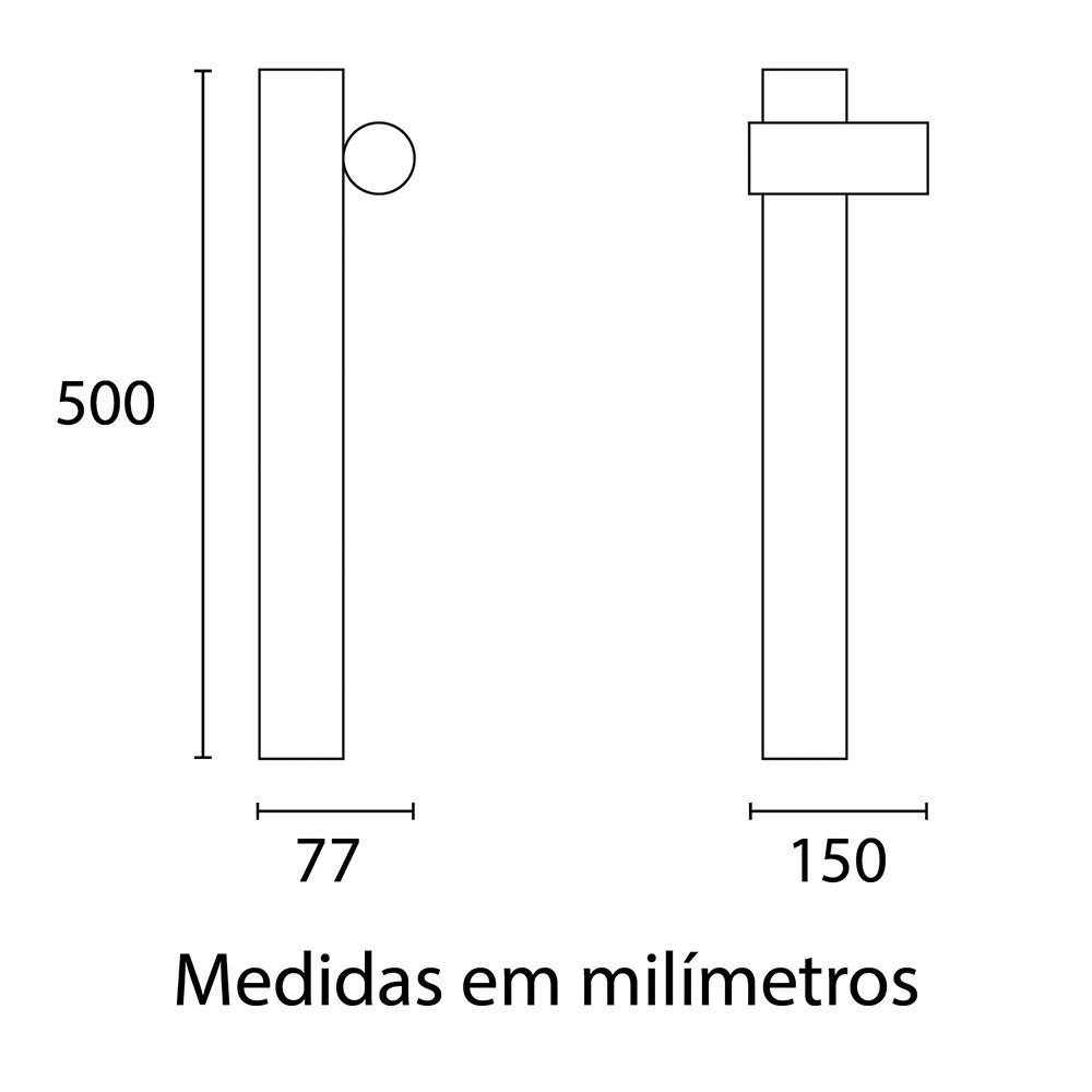 Poste Balizador Germany Arten Alumínio Preto Fosco 1L GU10 IP54 500mm 28100410-16