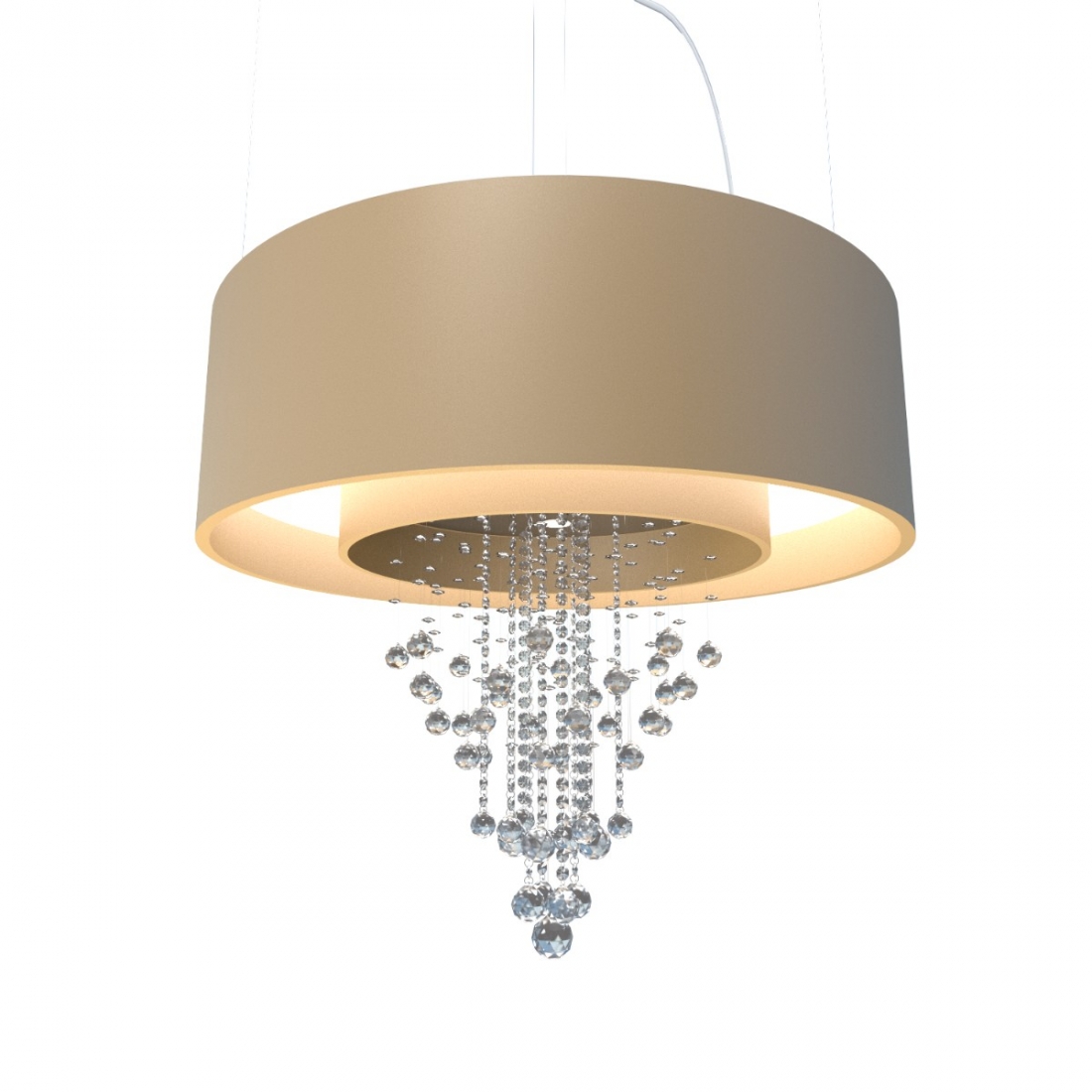 Pendente Accord Cilíndrico Duplo com Cristais 12L E27 + 8L GU10 (Inclusas) Ø1200x350mm 298C