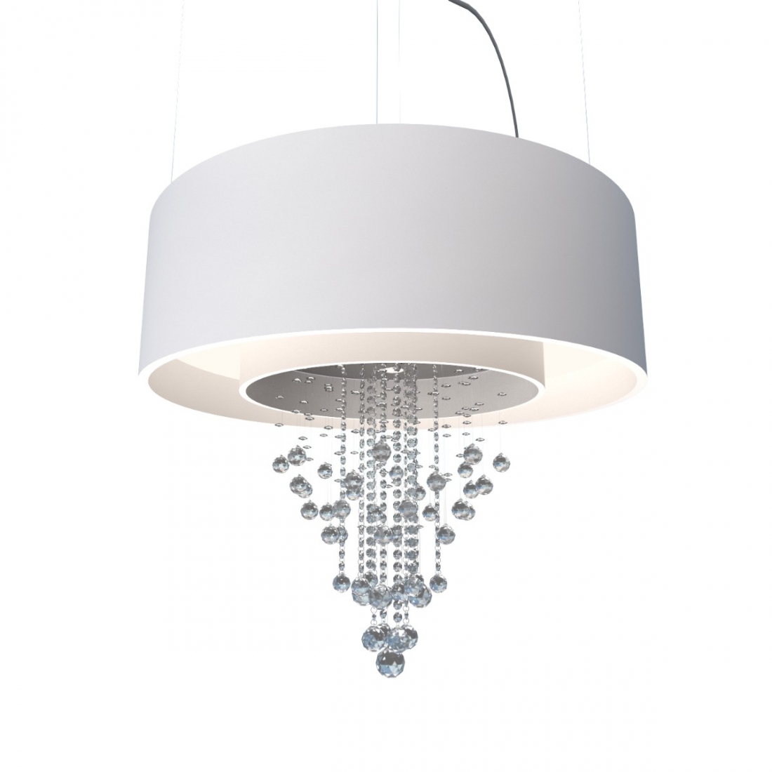 Pendente Accord Cilíndrico Duplo com Cristais 170 watts 2700K + 10L GU10 Ø1500x950mm 1155C