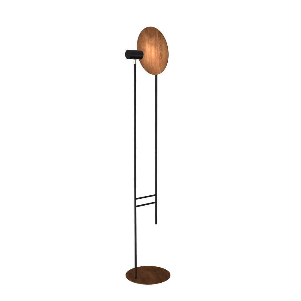 Coluna Accord Dot Madeira e Aço Carbono 1L Dicróica Ø300x1640mm 3126
