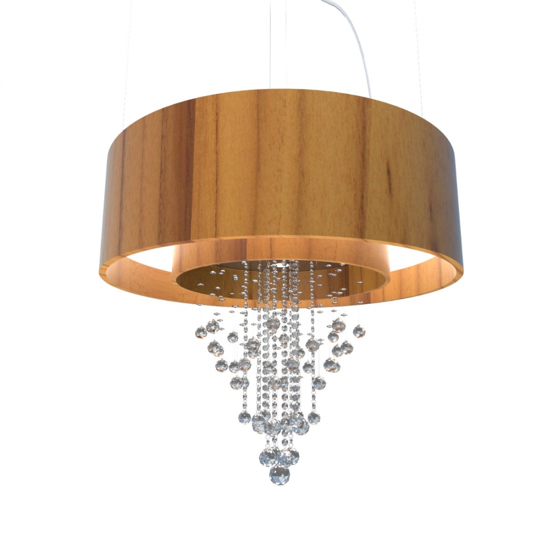 Pendente Accord Cilíndrico Duplo com Cristais 12L E27 + 8L GU10 (Inclusas) Ø1200x350mm 298C