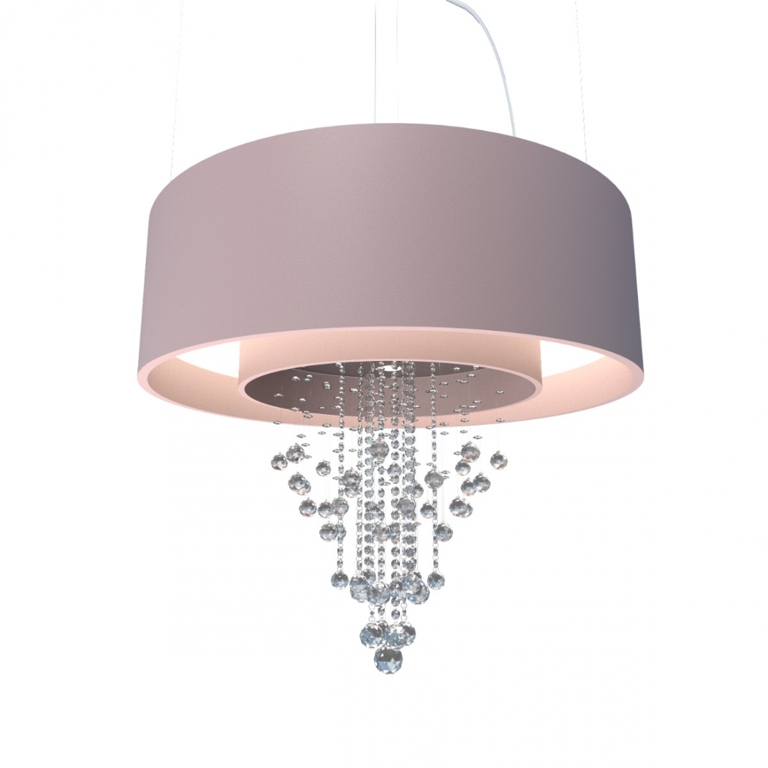 Pendente Accord Cilíndrico Duplo com Cristais 170 watts 2700K + 10L GU10 Ø1500x950mm 1155C