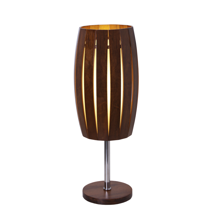 Abajur Accord Barril Ovalado Lâmina de Madeira 1L E27 Ø150x500mm 7011