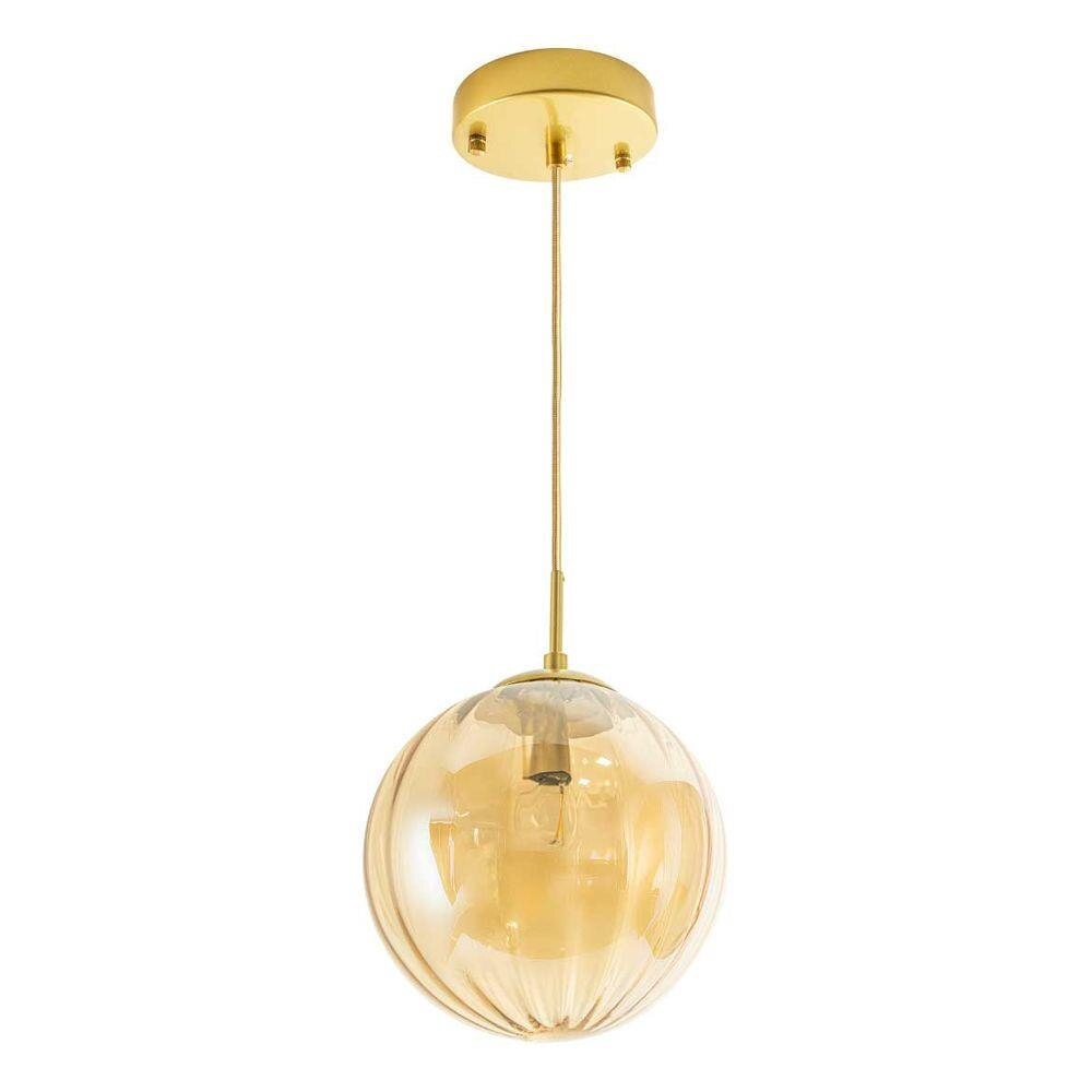 Pendente Starlux Malu 1L E14 Ouro Fosco e Globo Âmbar Ø250mm ZR062-M-AB