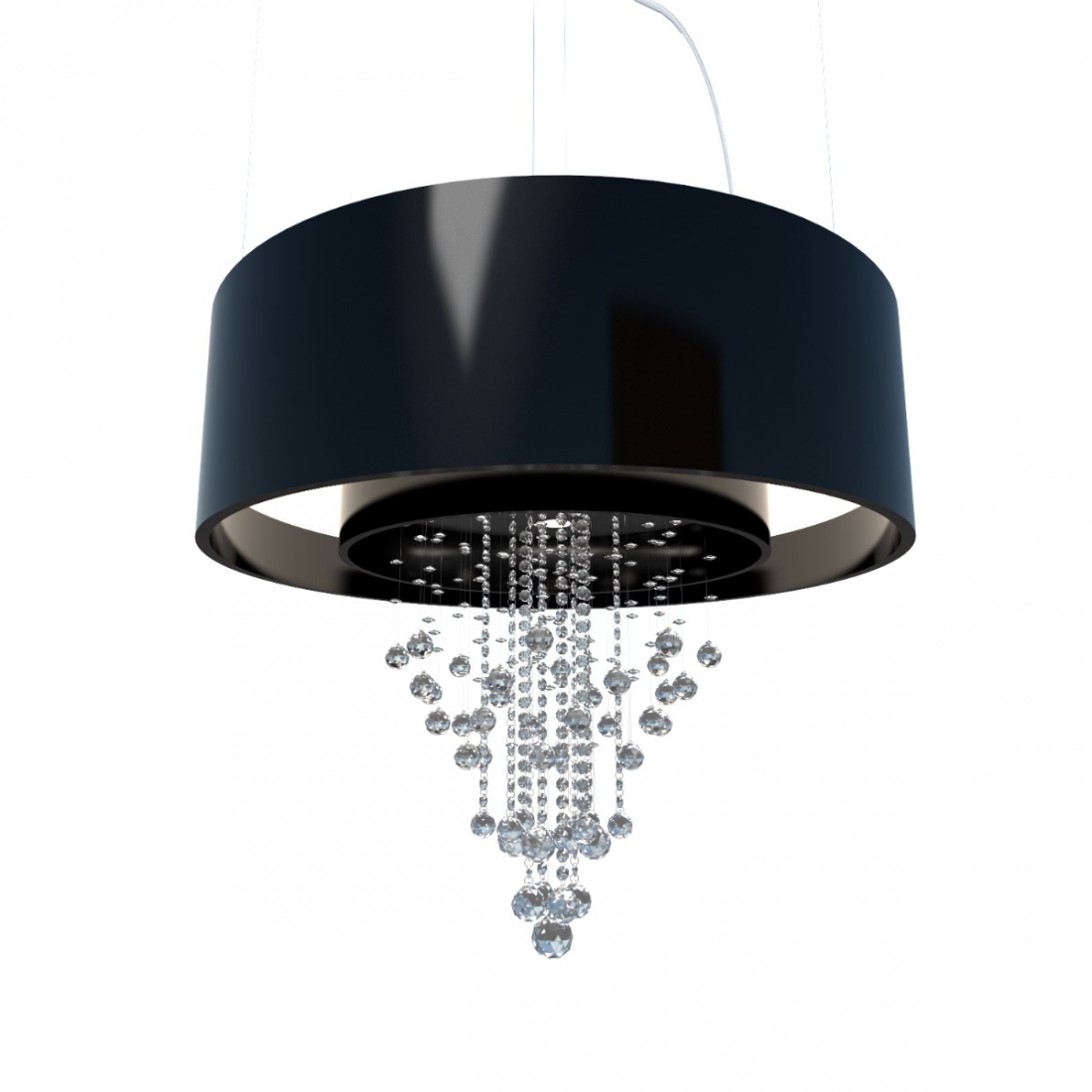 Pendente Accord Cilíndrico Duplo com Cristais 170 watts 2700K + 10L GU10 Ø1500x950mm 1155C