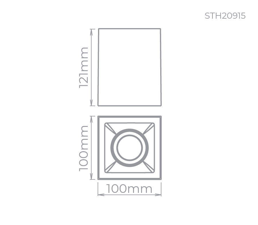 Plafon Sobrepor Stella Square Out MR16 Branco Direcionável 100x100x120mm STH20915BR