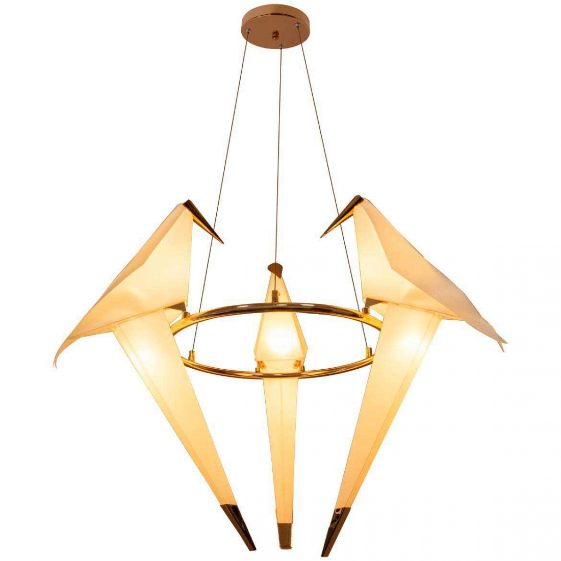 Pendente Starlux Bird Pássaro Origami Rose Gold 18 watts 2700K Ø600mm 12264-3L-RG