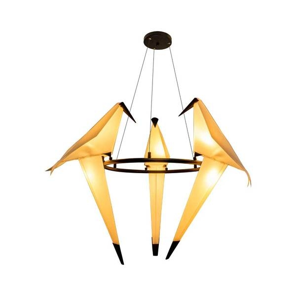 Pendente Starlux Bird Pássaro Origami Preto 18 watts 2700K Ø600mm 12264-3L-B