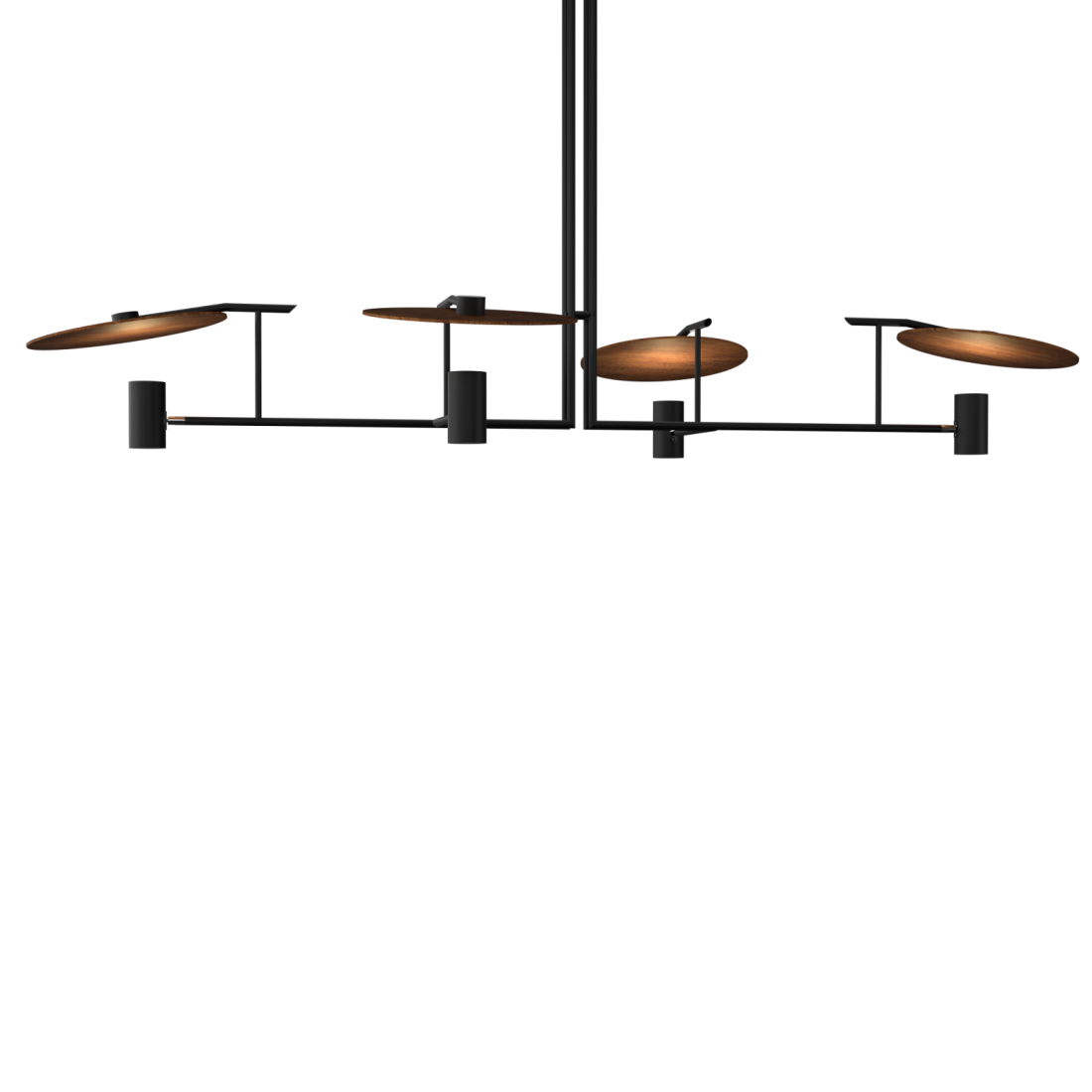 Pendente Accord Dot Retangular Madeira Natural e Aço Carbono 4L Dicróica 1700x90x111mm 1420