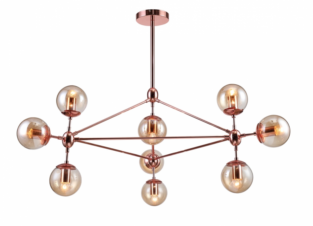 Pendente Bella Orbe Cobre e Vidro Champagne 10 E27 Ø1000x570mm OP056R