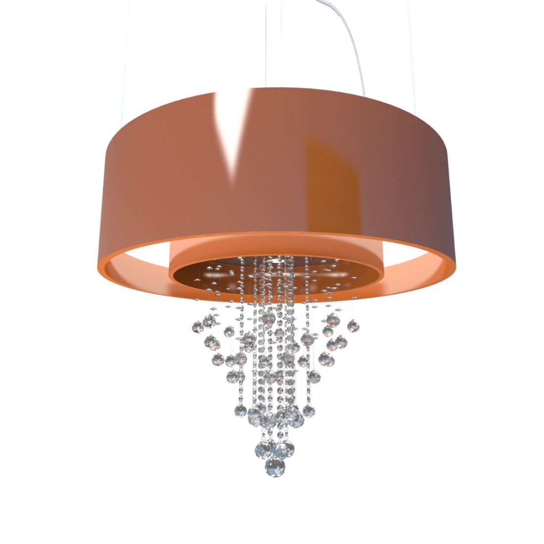 Pendente Accord Cilíndrico Duplo com Cristais 170 watts 2700K + 10L GU10 Ø1500x950mm 1155C