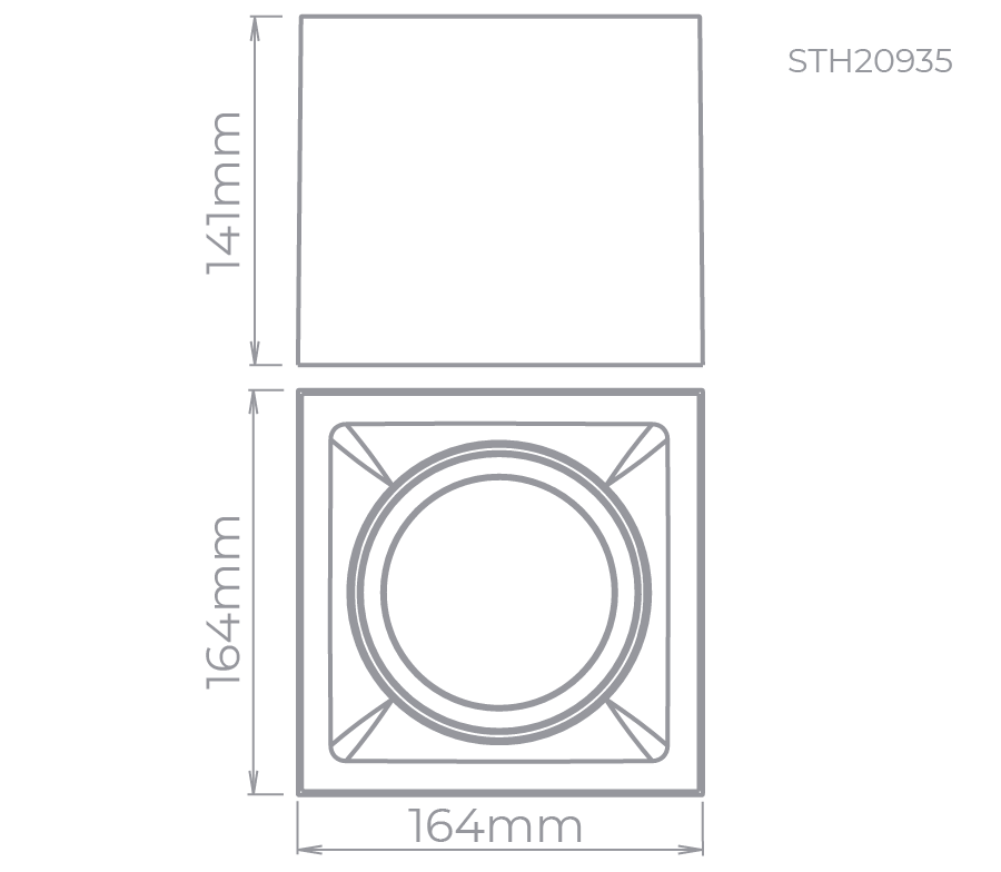 Plafon Sobrepor Stella Square Out AR111 Direcionável 164x164x141mm Preto STH20935PTO