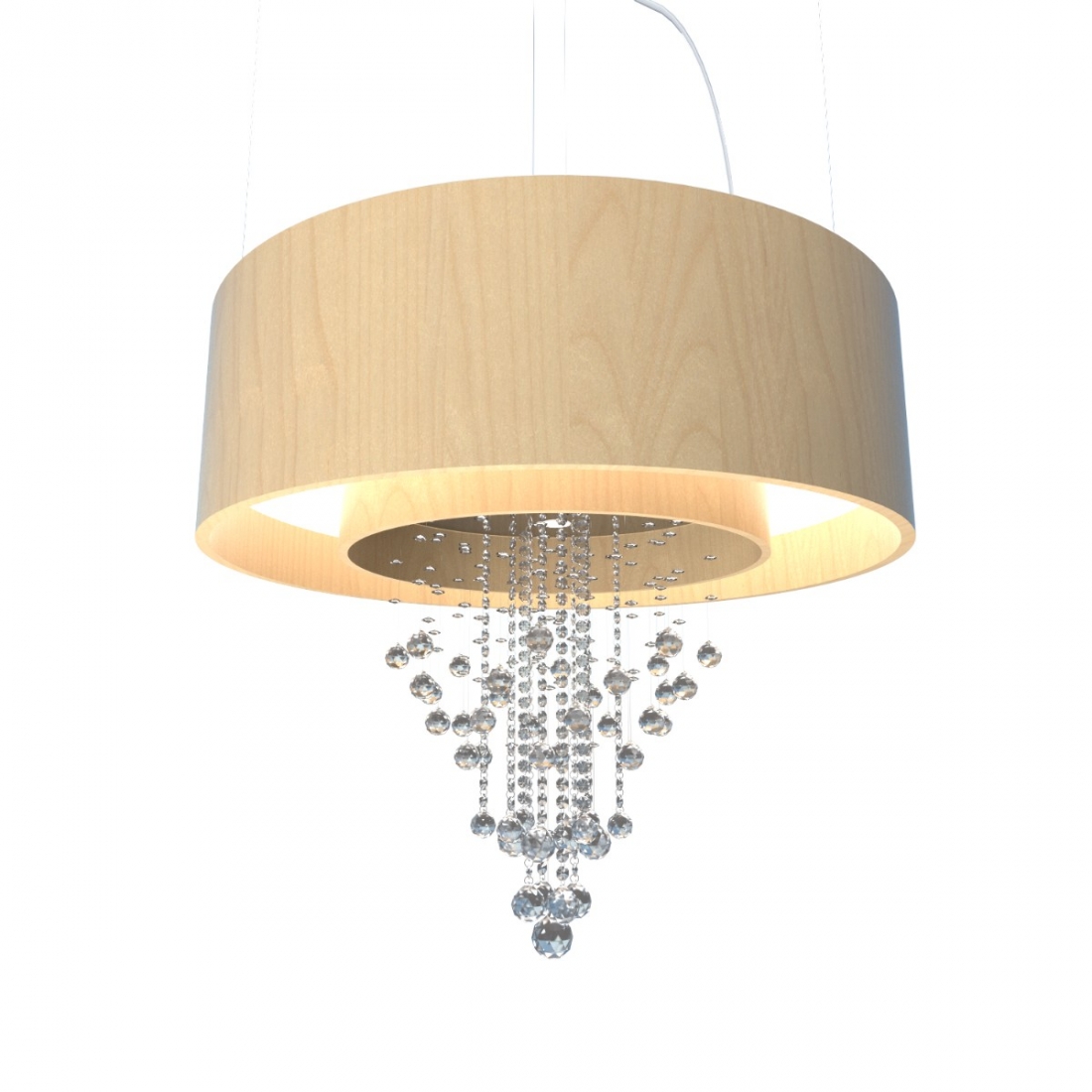 Pendente Accord Cilíndrico Duplo com Cristais 170 watts 2700K + 10L GU10 Ø1500x950mm 1155C