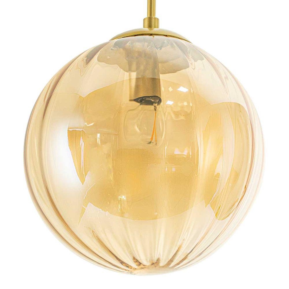 Pendente Starlux Malu 1L E14 Ouro Fosco e Globo Âmbar Ø250mm ZR062-M-AB
