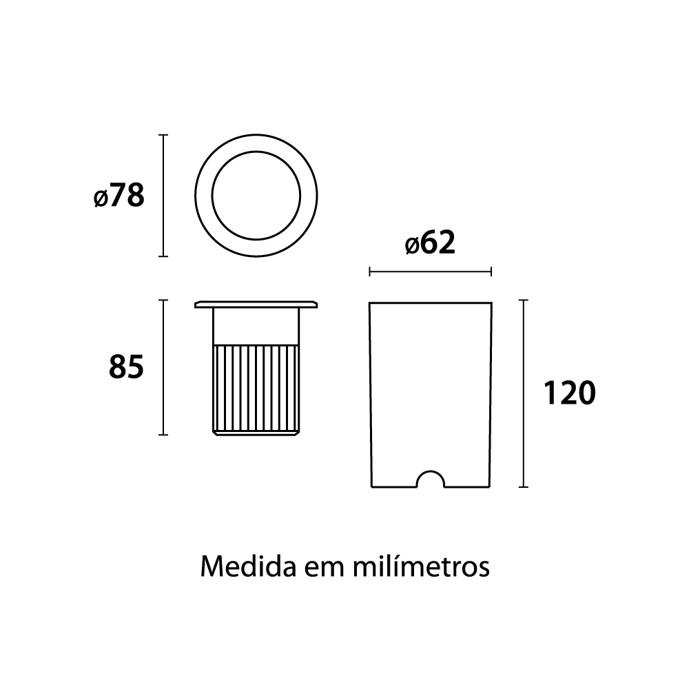Embutido de Solo Germany Focus Inox 10 watts 3000K 12° IP67 Bivolt Ø78x85mm 12920355
