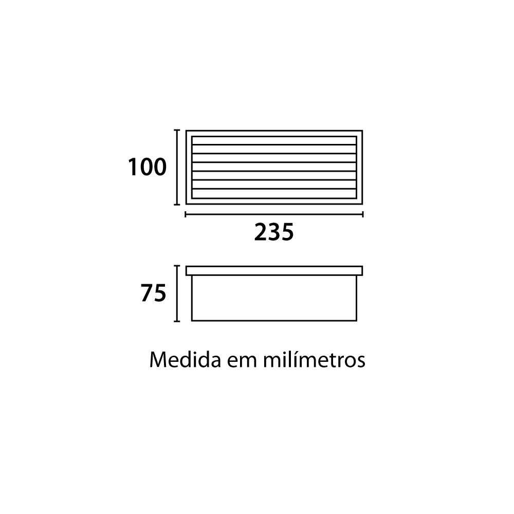 Balizador Embutido Germany Einbau Alumínio e Vidro com Grade Reta 1L E27 IP44 235x100mm 6200230