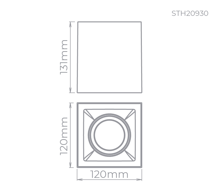 Plafon Sobrepor Stella Square Out AR70 Branco Direcionável 120x120x131mm STH20930BR