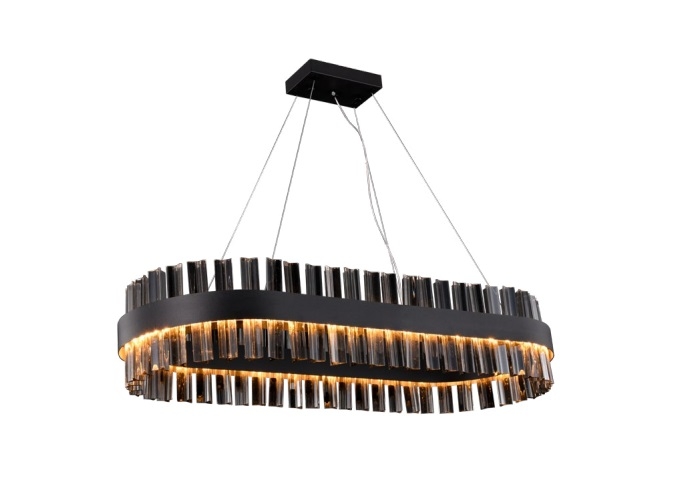 Pendente Starlux Crown Retangular Smoky  e Preto Fosco 2700K 800x350mm ZR073-SKY-RT