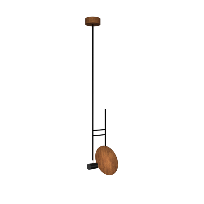 Pendente Accord Dot Madeira Natural e Aço Carbono 1L Dicróica 1525x300x290mm 1418