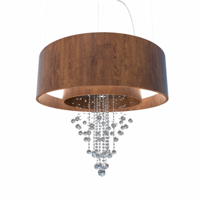 Pendente Accord Cilíndrico Duplo com Cristais 170 watts 2700K + 10L GU10 Ø1500x950mm 1155C