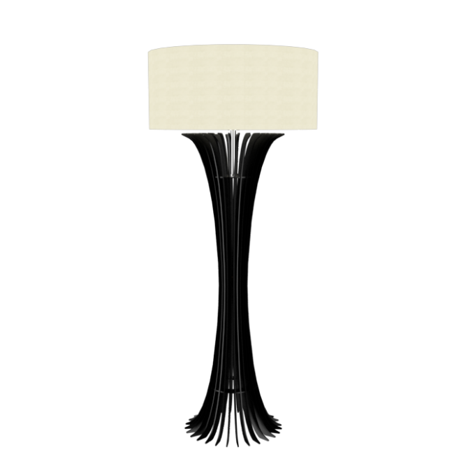 Coluna Accord Stecche Di Legno Curva Cúpula Tecido 1L E27 Ø700x1660mm 363