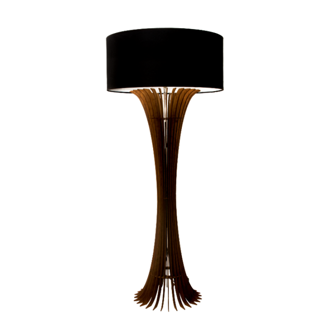 Coluna Accord Stecche Di Legno Curva Cúpula Tecido 1L E27 Ø700x1660mm 363