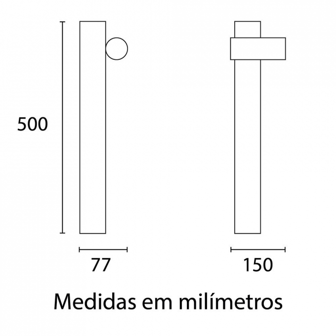 Poste Balizador Germany Arten Alumínio Preto Fosco 1L GU10 IP54 500mm 28100410-16