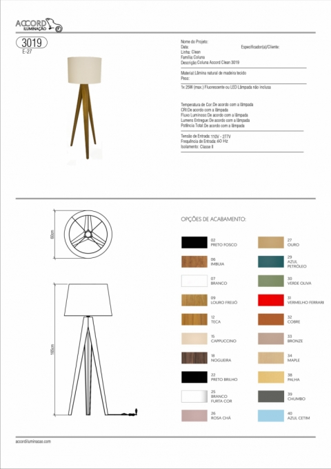 Coluna Accord Kyrios 1L E27 Ø600x1650mm 3019