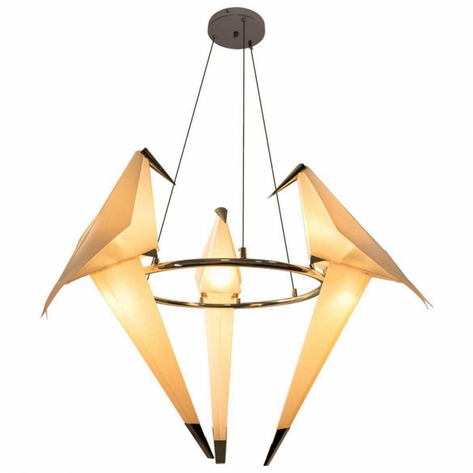 Pendente Starlux Bird Pássaro Origami Cromado 18 watts 2700K Ø600mm 12264-3L-CH