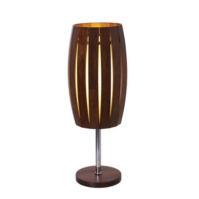 Abajur Accord Barril Ovalado Lâmina de Madeira 1L E27 Ø150x500mm 7011