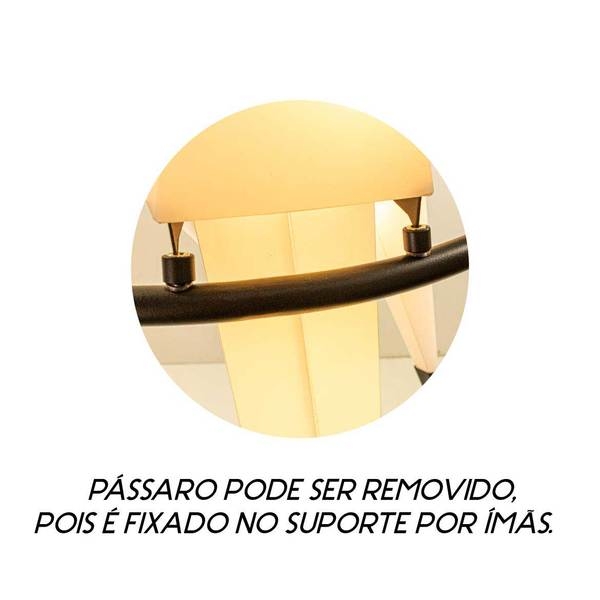 Pendente Starlux Bird Pássaro Origami Preto 18 watts 2700K Ø600mm 12264-3L-B