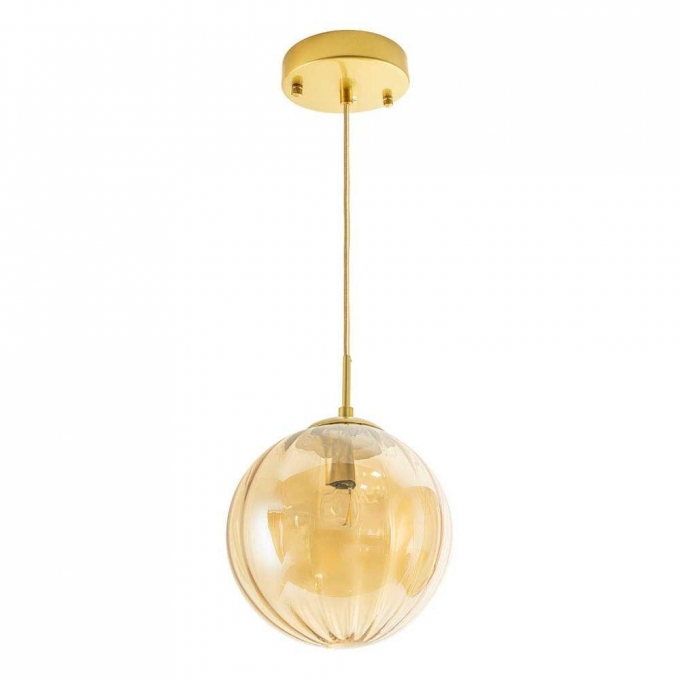 Pendente Starlux Malu 1L E14 Ouro Fosco e Globo Âmbar Ø250mm ZR062-M-AB