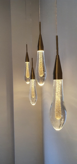 Pendente Starlux Mini Aimee Ouro e Transparente 2 watts 2700K Ø50x270mm ZR037-S