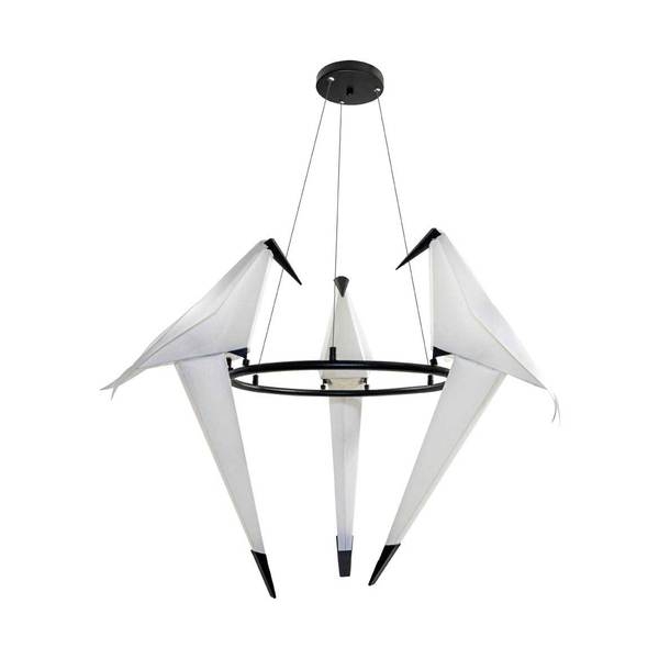 Pendente Starlux Bird Pássaro Origami Preto 18 watts 2700K Ø600mm 12264-3L-B
