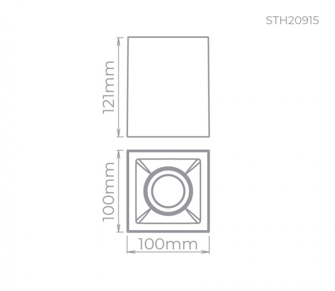 Plafon Sobrepor Stella Square Out MR16 Branco Direcionável 100x100x120mm STH20915BR