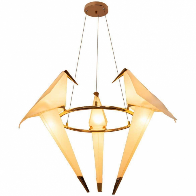Pendente Starlux Bird Pássaro Origami Rose Gold 18 watts 2700K Ø600mm 12264-3L-RG