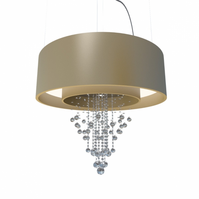 Pendente Accord Cilíndrico Duplo com Cristais 170 watts 2700K + 10L GU10 Ø1500x950mm 1155C