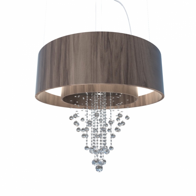 Pendente Accord Cilíndrico Duplo com Cristais 170 watts 2700K + 10L GU10 Ø1500x950mm 1155C