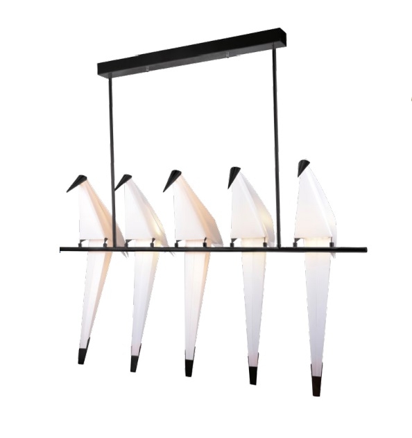 Pendente Starlux Bird Pássaro Origami Preto 30 watts 2700K 1200mm BK-12264