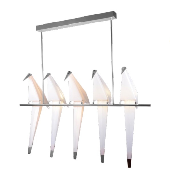Pendente Starlux Bird Pássaro Origami Cromado 30 watts 2700K 1200mm CH-12264